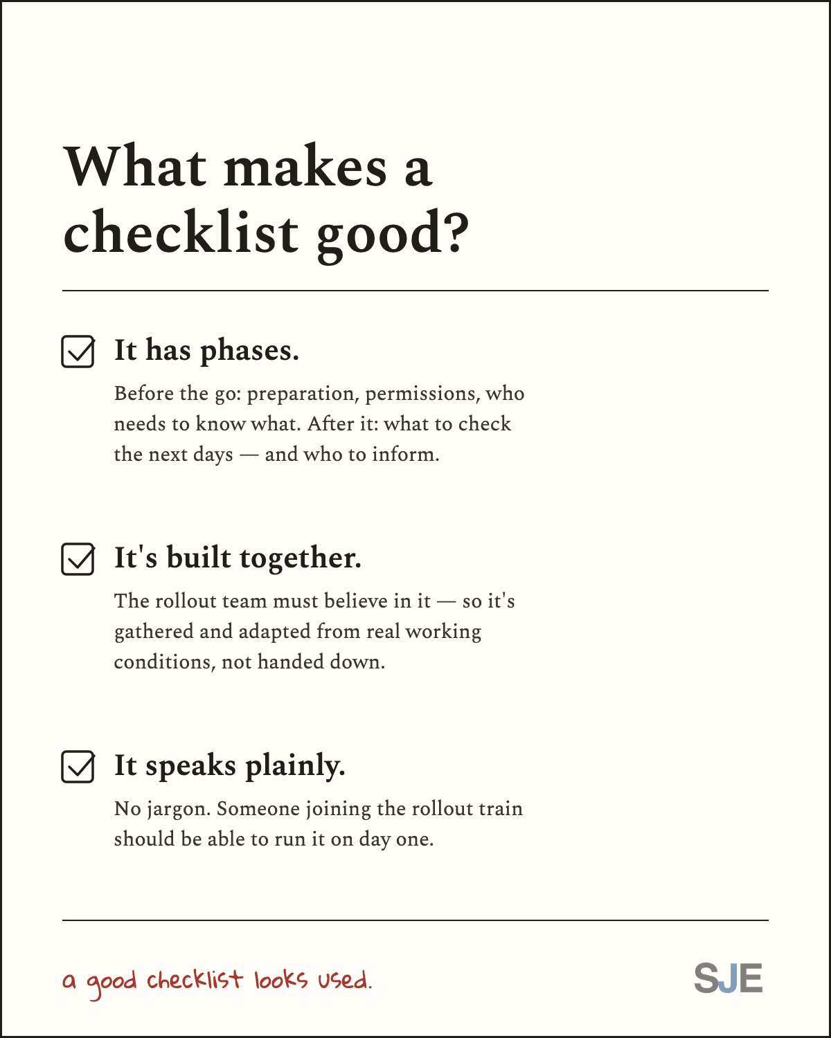 What makes a checklist good